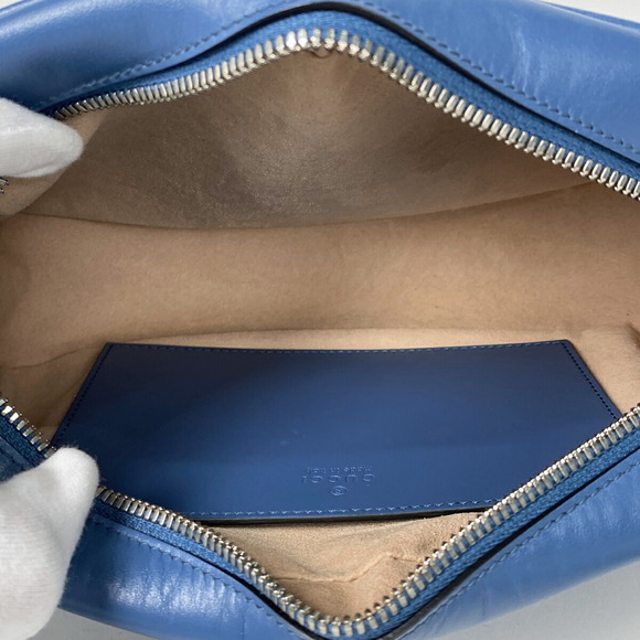 Gucci GG Marmont Chain Shoulder Bag Quilted Leather Blue - Picture 7 of 7